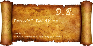 Dankó Balázs névjegykártya